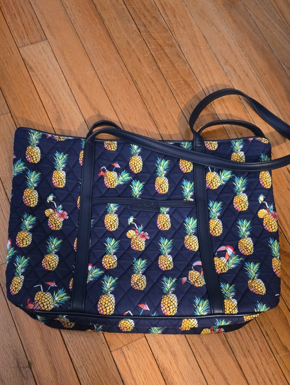 Quilted Navy Pineapple Tote Bag
